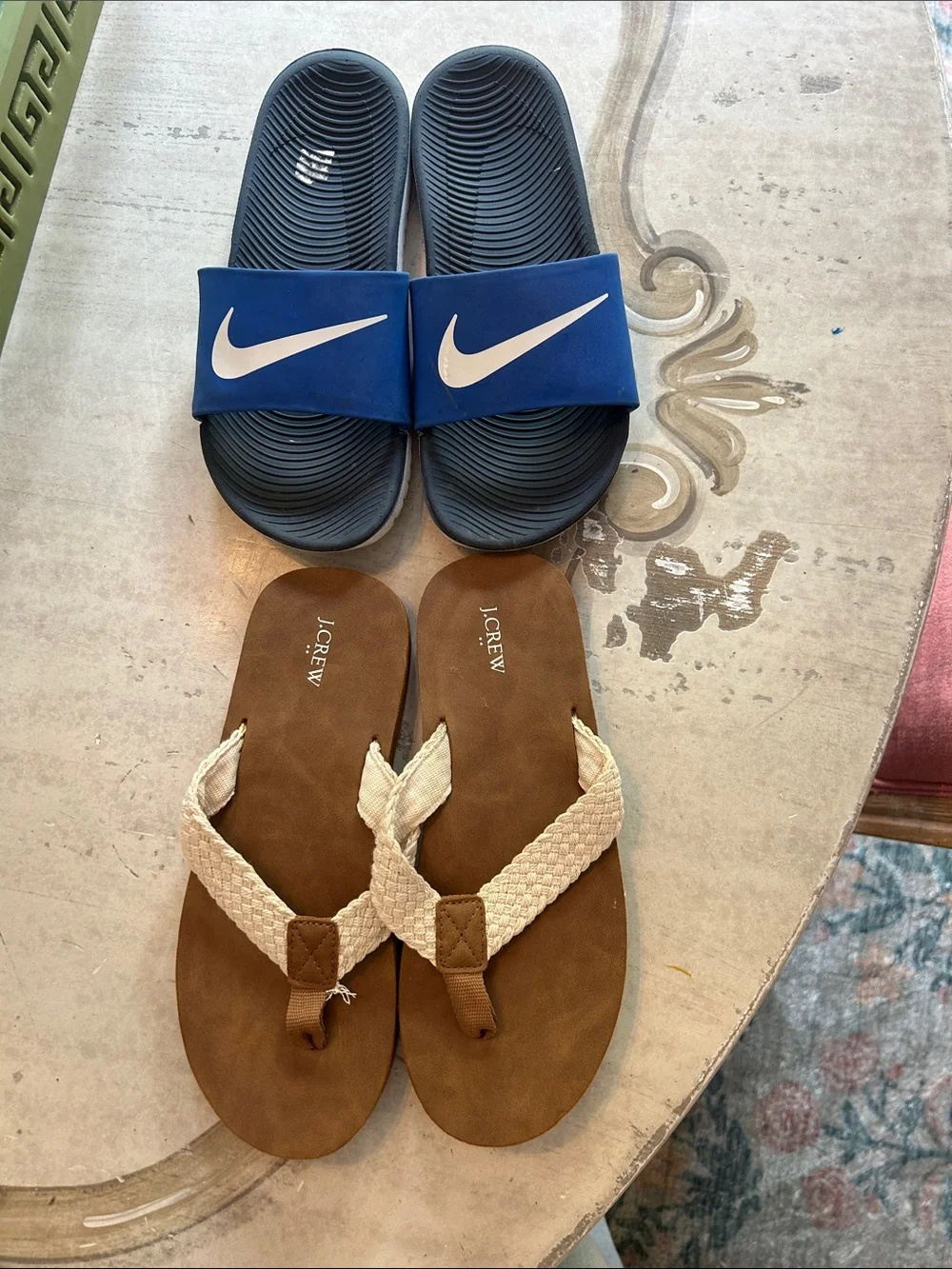 Lot of 2 Boys Nike Slides and Crewcuts Flip Flop Sandals 4.5
